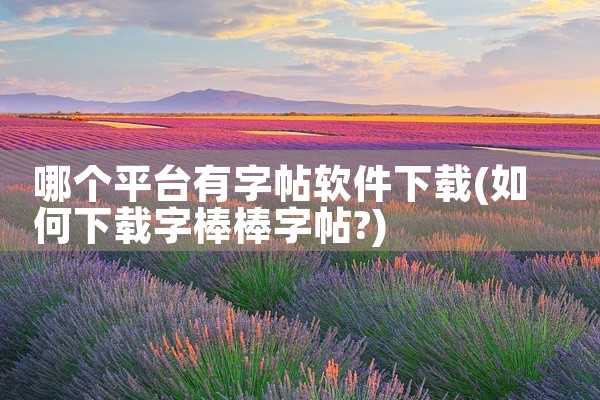 哪个平台有字帖软件下载